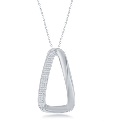 Silver Twisted Triangle Cubic Zirconia Necklace