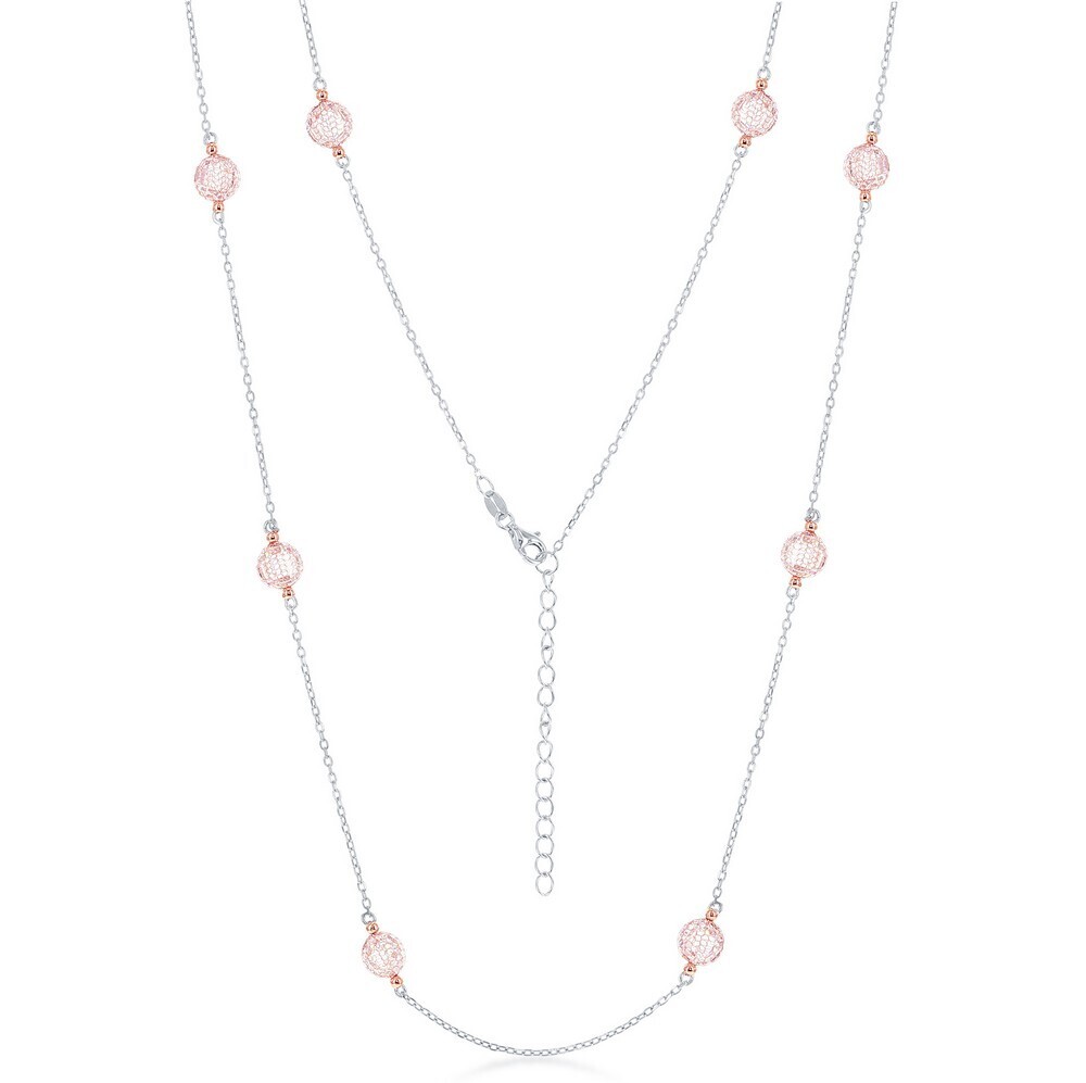 Silver Two Tone Cubic Zirconia Long Necklace