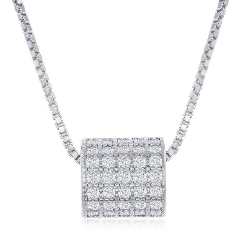 Silver Cubic Zirconia Barrel Necklace