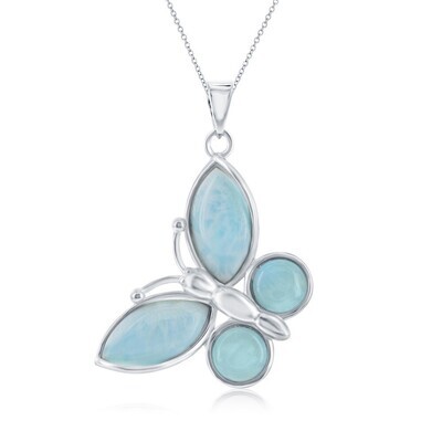 Silver Larimar Butterfly Necklace