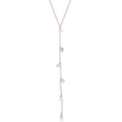 Rose Gold-Plated Cubic Zirconia Lariat Necklace