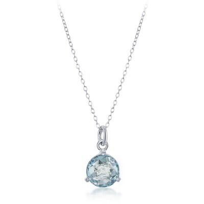 Silver Round Blue Topaz Necklace