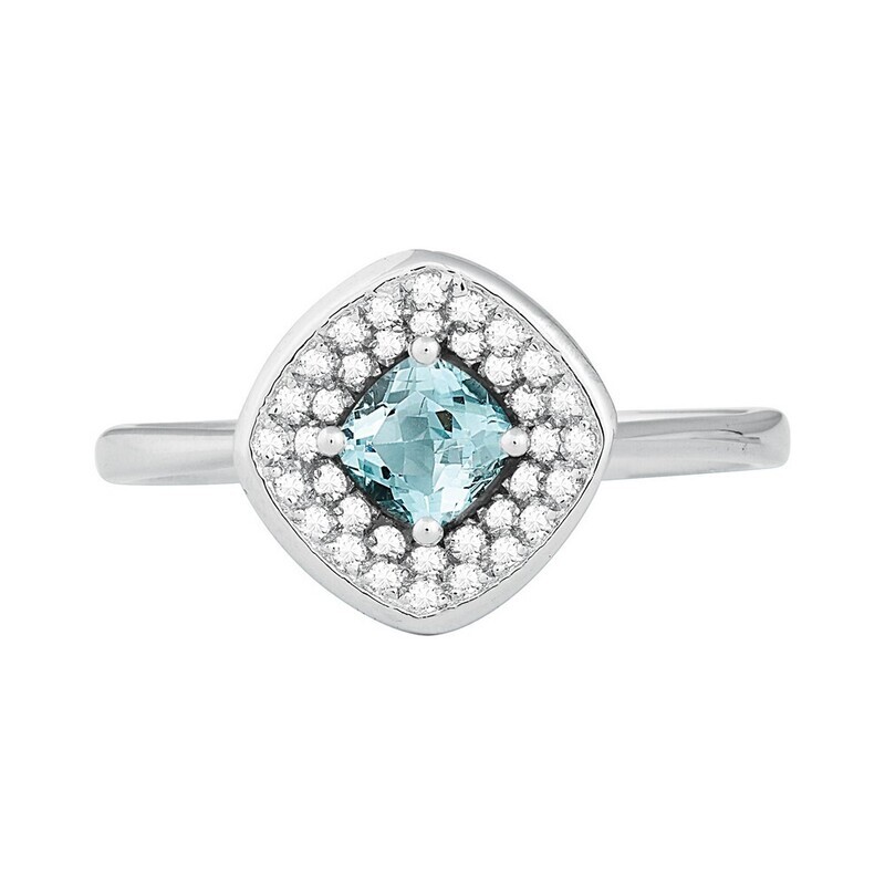 Silver Cushion Blue Topaz Ring