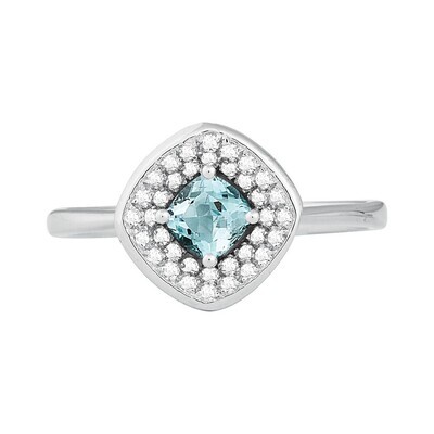 Silver Cushion Blue Topaz Ring