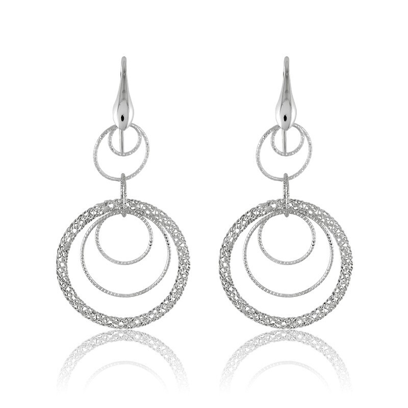 Silver Multi Circle Dangling Earrings