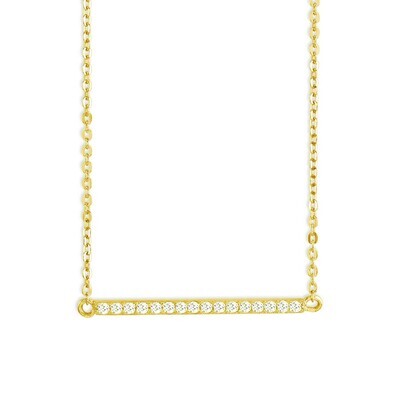 Silver Gold Plated Cubic Zirconium Bar Necklace