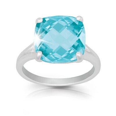 Silver Square Blue Topaz Ring