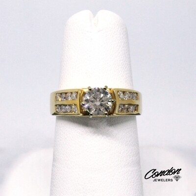 14KT Yellow Gold Brilliant Diamond Cathedral Ring