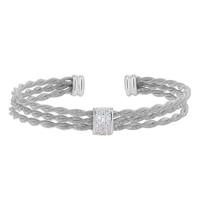 Bella Cavo Silver Twisted Cable Cuff Bracelet