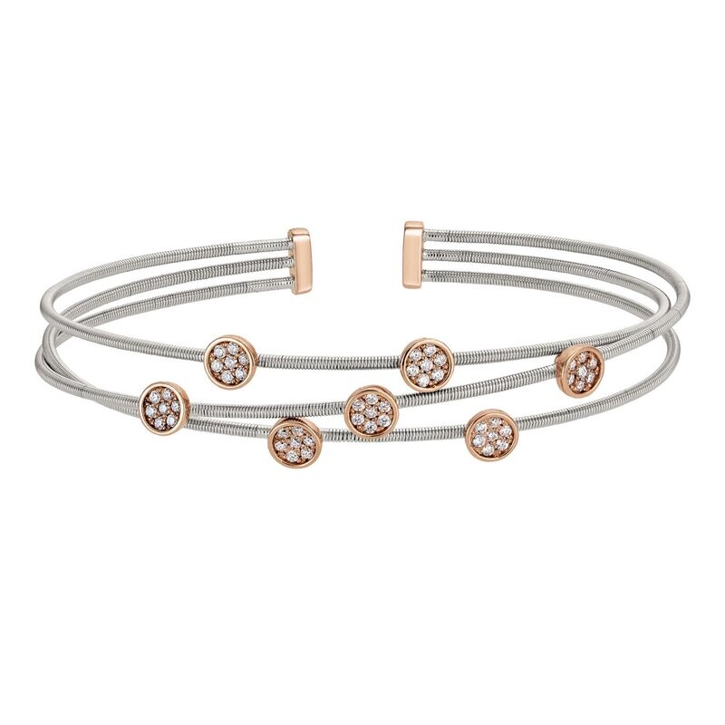 Bella Cavo Two Tone Small Circle Cable Cuff Bracelet