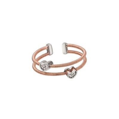 Bella Cavo Rose Gold Plated Heart Cable Cuff Ring
