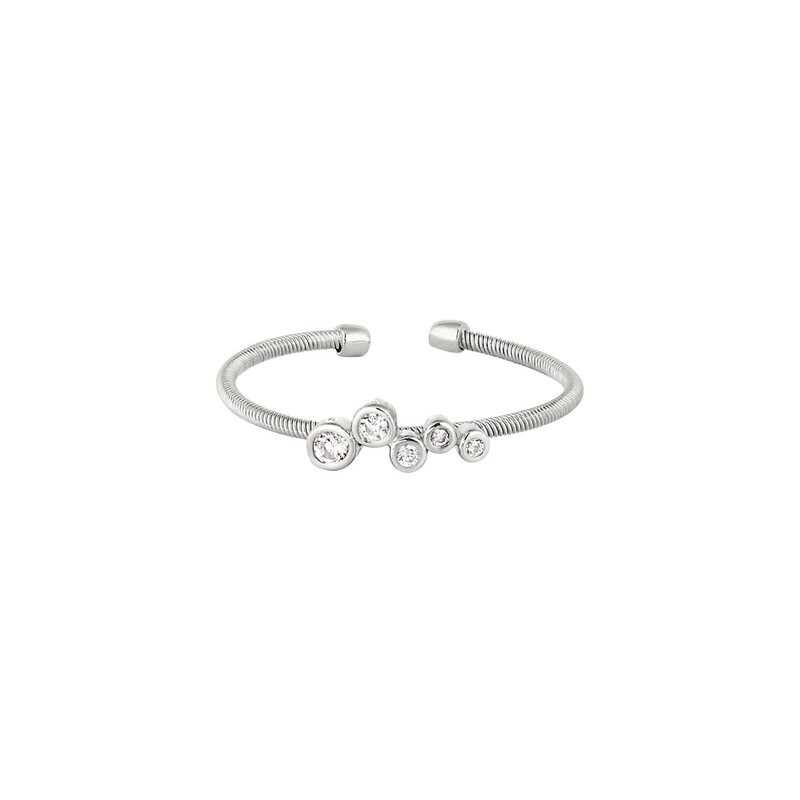 Bella Cavo Silver Bubble Cable Cuff Ring