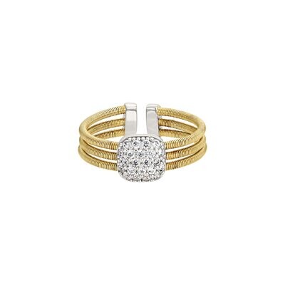 Bella Cavo Gold Plated White Stone Pillow Cable Cuff Ring