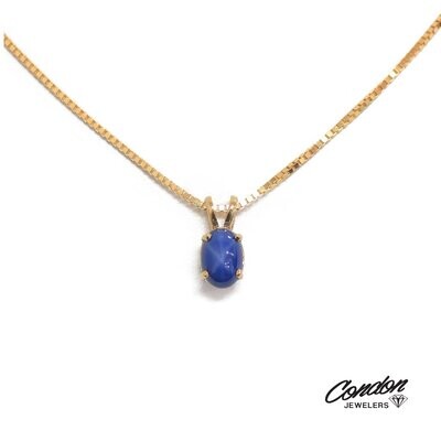 14KT Yellow Gold Blue Star Sapphire Necklace