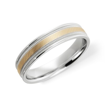 Silver Two Tone Brushed Band