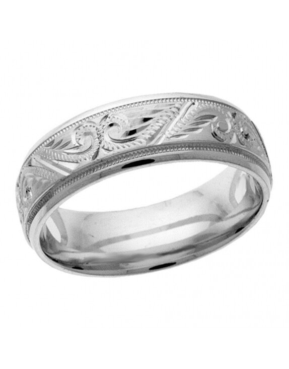 Silver Scroll Design Band