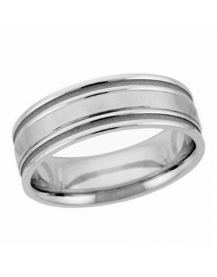 Silver Brushed and Grooved Band