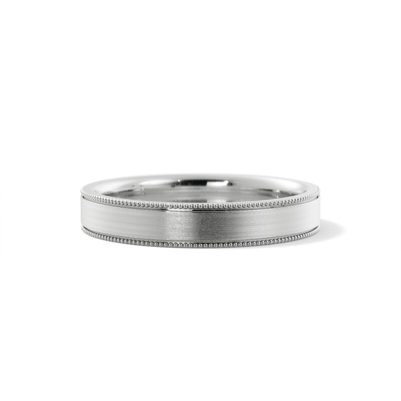 Silver Brushed with Beaded Edge Band