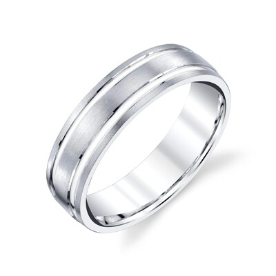 Silver Brushed with Dual Polished Groove Band