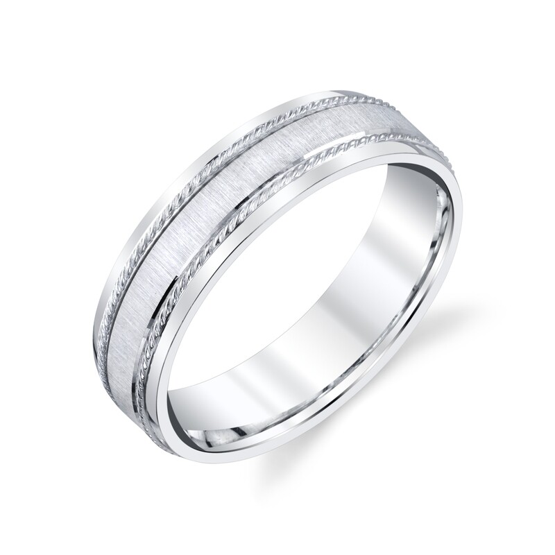 Silver Brushed with Beaded Edge Band