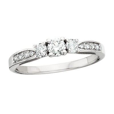 14KT White Gold Eleven Diamond Engagement Ring