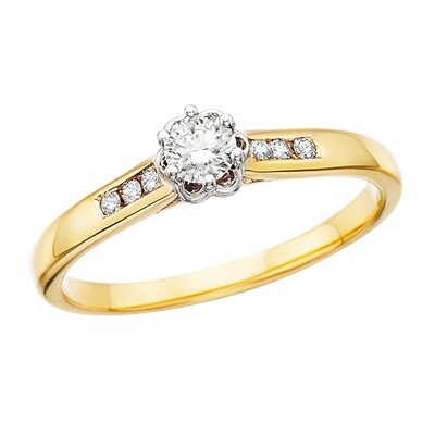 10KT TwoTone Seven Round Diamond Engagement Ring