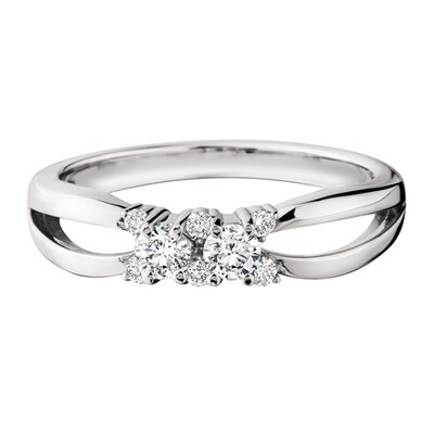 14KT White Gold Side-by-Side Diamond Ring