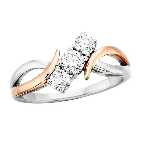 14KT TwoTone Diamonds Trilogy Ring