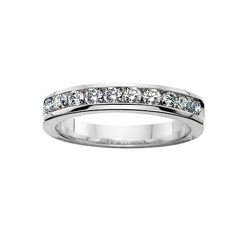 14KT White Gold Ten Diamond Channel Band