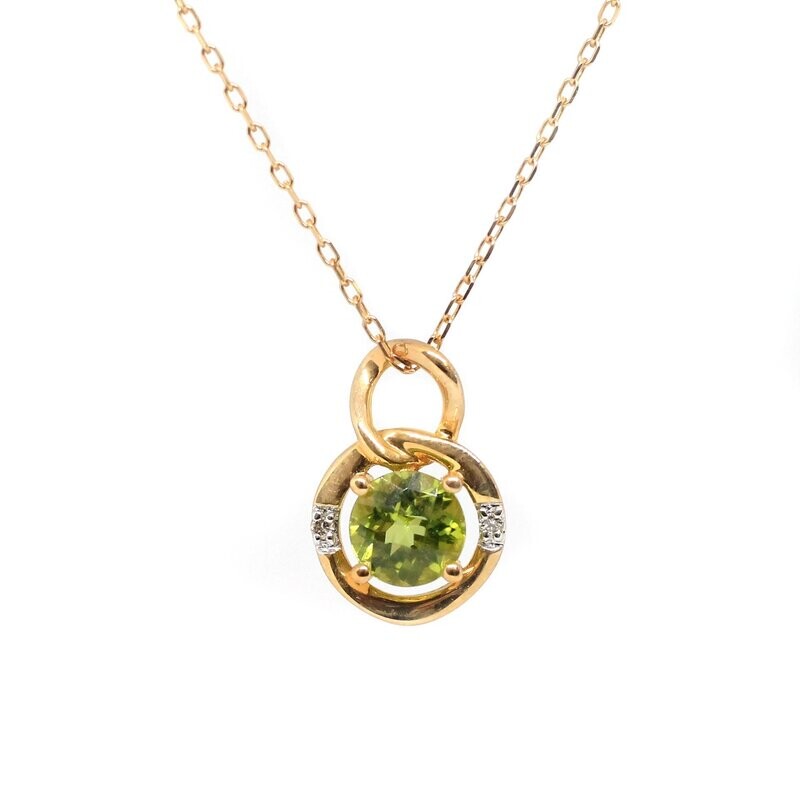 10KT Yellow Gold Peridot Swirl Necklace