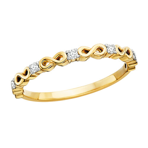 10KT Yellow Gold Diamond Infinity Stackable Band
