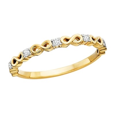 10KT Yellow Gold Diamond Infinity Stackable Band