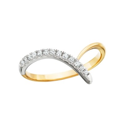 10KT TwoTone Fancy Diamond V Ring