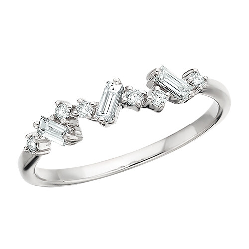 14KT White Gold Diamonds Scatter Ring