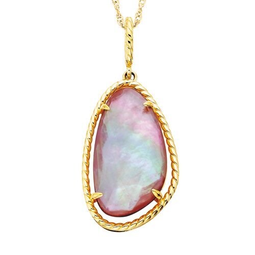 Gold Plated Rose Quartz Doublet Necklace