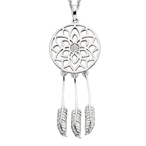 Silver Diamond Dream Catcher Necklace