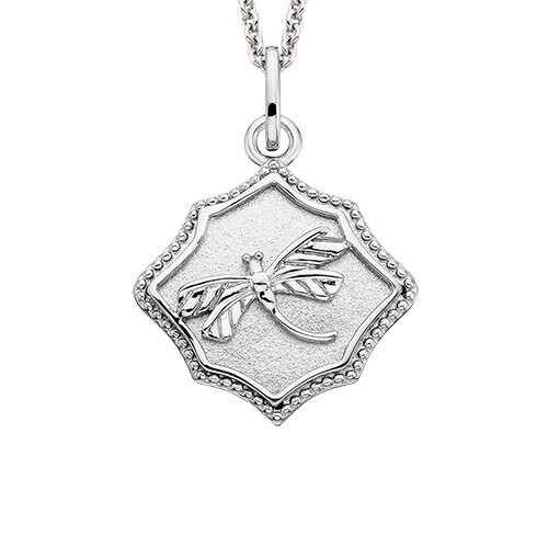 Silver Embossed Dragonfly Necklace