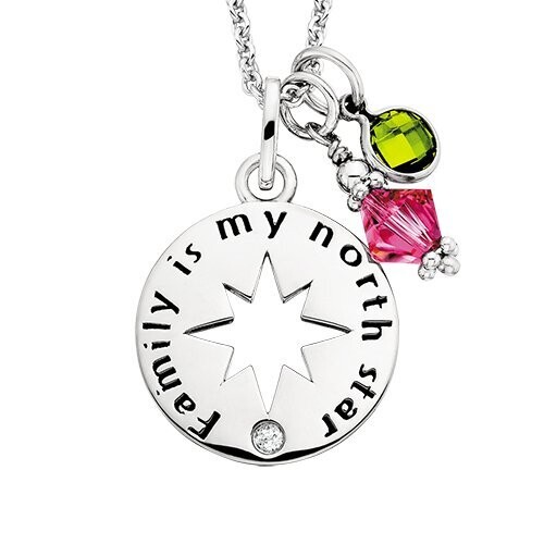 Silver White Topaz North Star Medallion Necklace