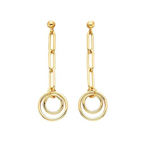 Gold Plated Paperclip Open Circle Earrings