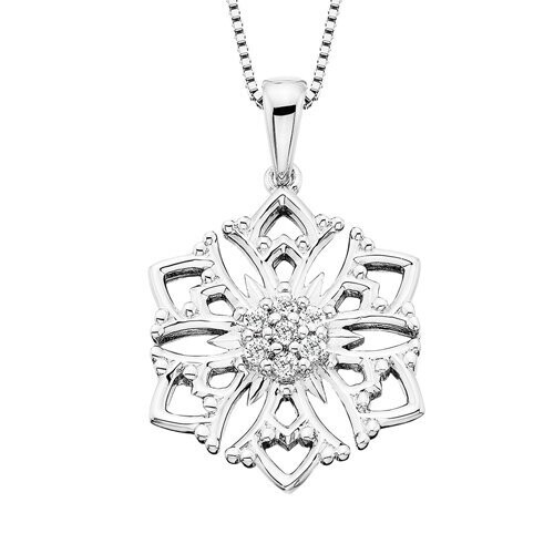 Silver White Topaz Snowflake Necklace