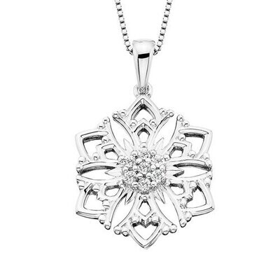 Silver White Topaz Snowflake Necklace