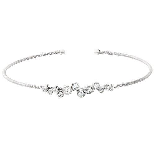 Silver Simulated Diamond Bubble Cuff Bracelet