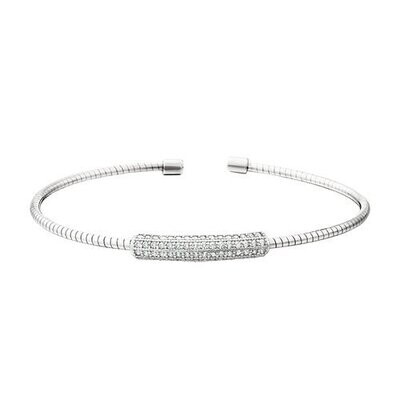 Silver Simulated Diamond Bar Cuff Bracelet