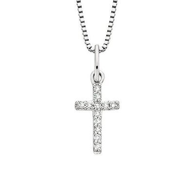 Petite Silver Diamond Cross