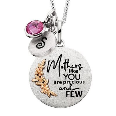 Silver TwoTone "Mother's Like You are Timeless and Few" Necklace