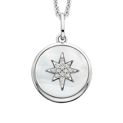 Silver Cubic Zirconia and Mother of Pearl North Star Necklace