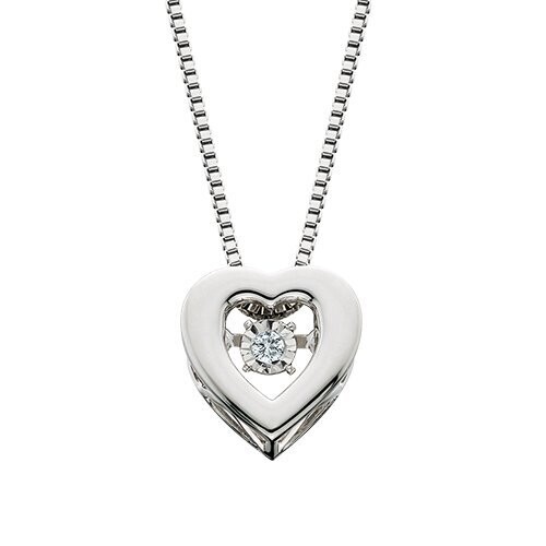 Silver Dancing Diamond Heart Necklace