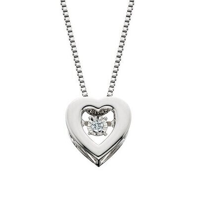 Silver Dancing Diamond Heart Necklace