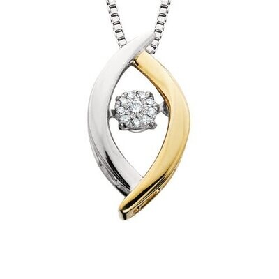 Silver TwoTone Dancing Diamond Marquise Necklace