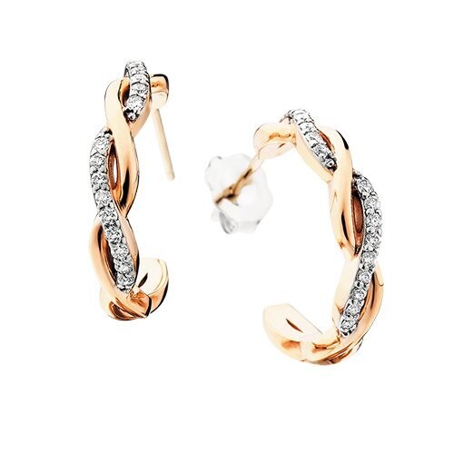 14KT Rose Gold Woven Diamond J Hoop Earrings